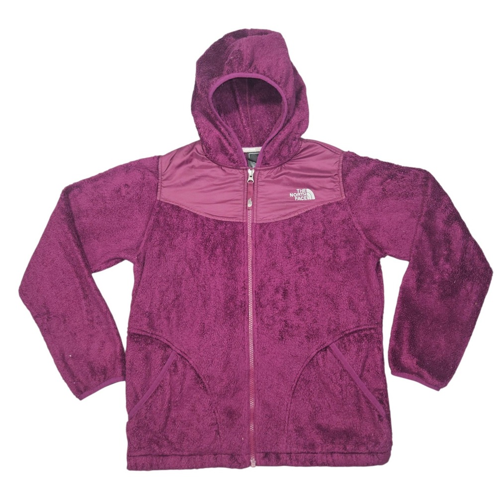 The North Face Girls Osolita High Pile Fleece Hoodie Jacket Purple Sz XL 18